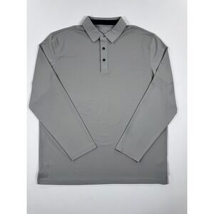 MAELREG Mens Gray Long Sleeve Performance‎ Polo Shirt XL Golf